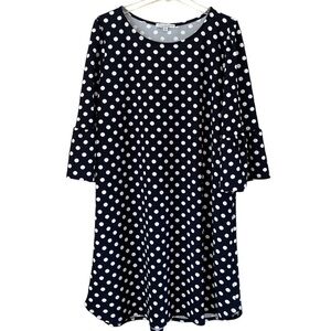 Green Envelope Los Angeles dress size 2X navy white polka dot flutter sleeve